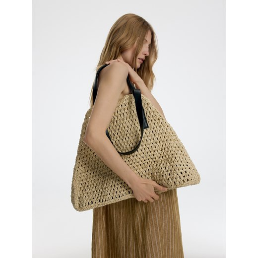 Reserved - Pleciona torebka shopper - złamana biel ze sklepu Reserved w kategorii Torby letnie - zdjęcie 186088458