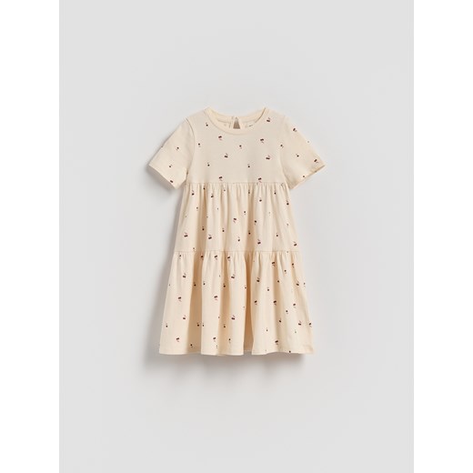 Reserved - Sukienka we wzory - kremowy ze sklepu Reserved w kategorii Sukienki dziewczęce - zdjęcie 186088757