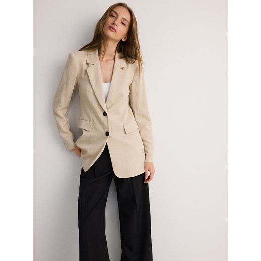 Reserved - Taliowana marynarka z lyocellem - złamana biel ze sklepu Reserved w kategorii Marynarki damskie - zdjęcie 186089558