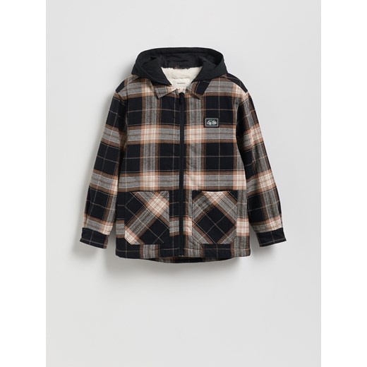 Reserved - Bawełniana kurtka z kapturem - ciemnobrązowy ze sklepu Reserved w kategorii Kurtki chłopięce - zdjęcie 186089715