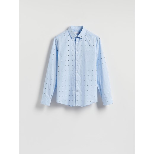 Reserved - Bawełniana koszula slim fit - jasnoniebieski ze sklepu Reserved w kategorii Koszule męskie - zdjęcie 186089718