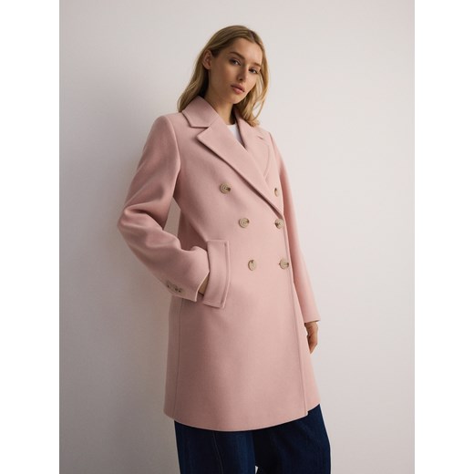 Reserved - Dwurzędowy płaszcz - różowy Reserved S wyprzedaż Reserved