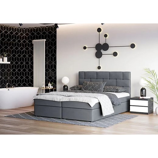 Szare tapicerowane łóżko z pojemnikiem na pościel 6 rozmiarów K2-L03 Elior Edinos.pl