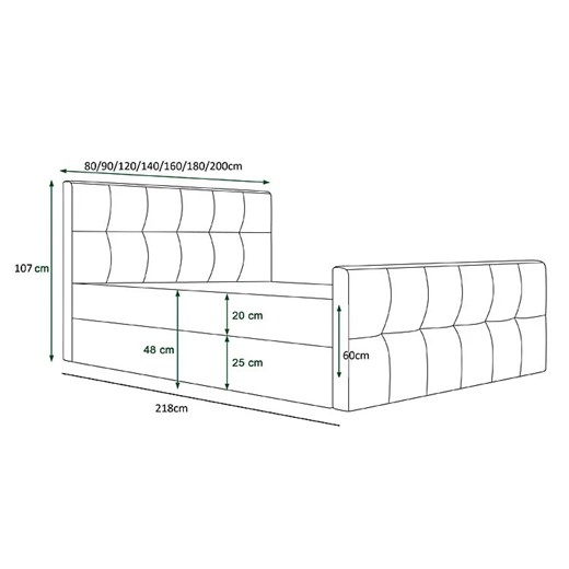 Szare tapicerowane łóżko z pojemnikiem na pościel 6 rozmiarów K2-L03 Elior Edinos.pl