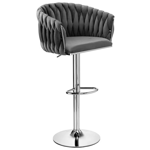 Szary obrotowy hoker z plecionym obraciem R6-T81 ze sklepu Edinos.pl w kategorii Hokery - zdjęcie 186094217