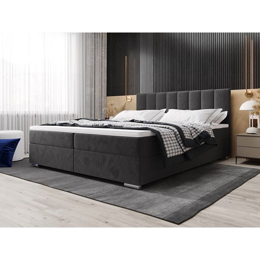 Ciemnoszare łóżko z pojemnikiem na pościel 5 rozmiarów - Zavire Elior Edinos.pl