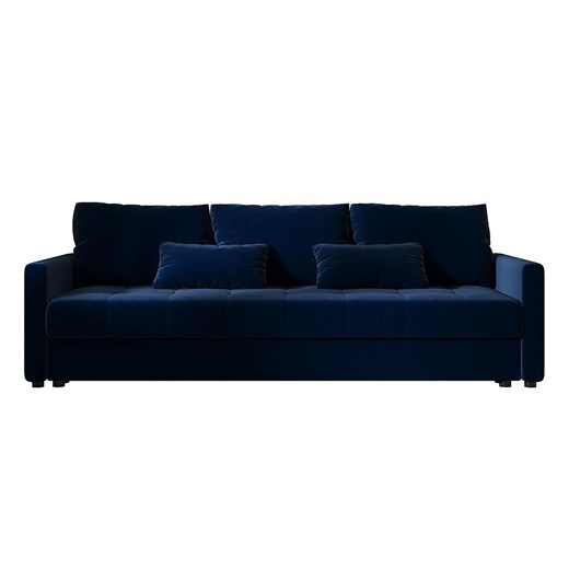 Granatowa welurowa sofa rozkładana L1-W32 ze sklepu Edinos.pl w kategorii Sofy i kanapy - zdjęcie 186094408