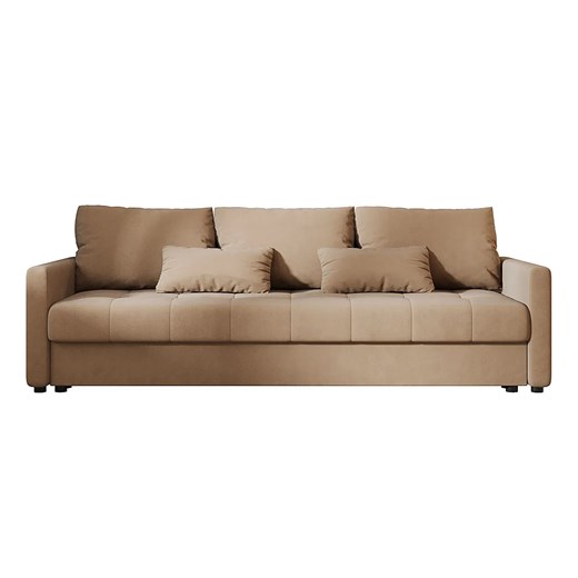 Jasnobrązowa welurowa sofa tapicerowana T6-F69 ze sklepu Edinos.pl w kategorii Sofy i kanapy - zdjęcie 186094415