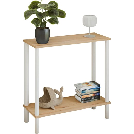 Nowoczesna konsola pod lustro dąb artisan + biały  C9-H83 ze sklepu Edinos.pl w kategorii Konsole - zdjęcie 186094495