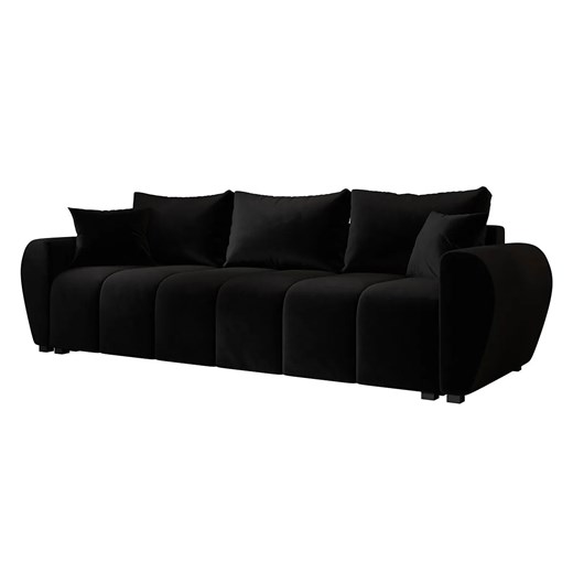 Czarna welurowa nowoczesna sofa rozkładana  K3-C47 - id: 52953 - marki Elior - 186094556 Czarna welurowa nowoczesna sofa rozkładana  K3-C47 ze sklepu Edinos.pl w kategorii Sofy i kanapy - zdjęcie 186094556