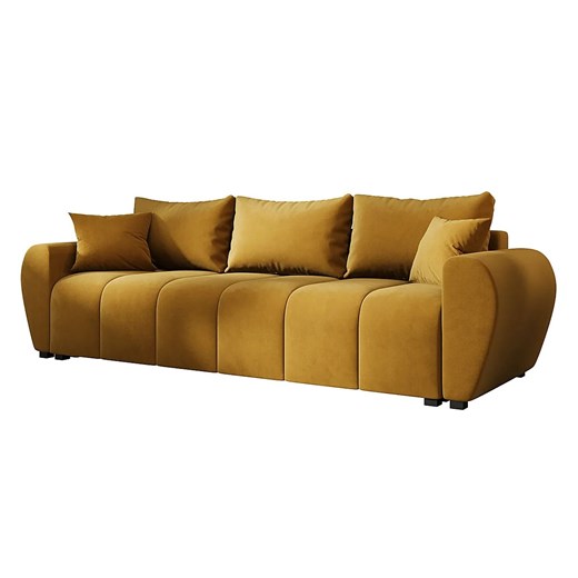 Musztardowa sofa welurowa z pojemnikiem N4-W06 - id: 52961 - marki Elior - 186094589 Musztardowa sofa welurowa z pojemnikiem N4-W06 ze sklepu Edinos.pl w kategorii Sofy i kanapy - zdjęcie 186094589
