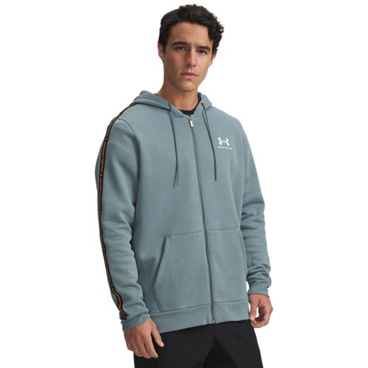 Meska bluza dresowa rozpinana z kapturem Under Armour UA Icon Fleece FZ Taping - niebieska ze sklepu Sportstylestory.com w kategorii Bluzy męskie - zdjęcie 186095175
