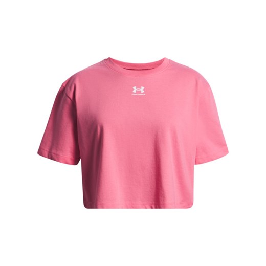 Dziewczęca koszulka oversize Under Armour UA Rival SS - różowa ze sklepu Sportstylestory.com w kategorii Bluzki dziewczęce - zdjęcie 186095189