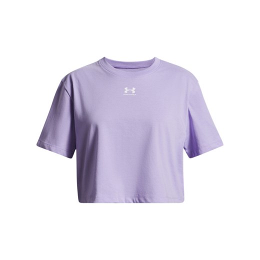 Dziewczęca koszulka oversize Under Armour UA Rival SS - fioletowa ze sklepu Sportstylestory.com w kategorii Bluzki dziewczęce - zdjęcie 186095195