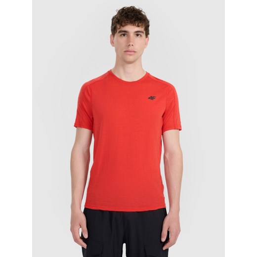 Męska koszulka trekkingowa 4F 4FWAW25TFTSM1526 - czerwona ze sklepu Sportstylestory.com w kategorii T-shirty męskie - zdjęcie 186095398