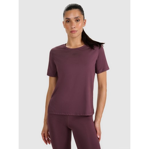 Damska koszulka treningowa 4F 4FWAW25TFTSF1517 - brązowa ze sklepu Sportstylestory.com w kategorii Bluzki damskie - zdjęcie 186095409