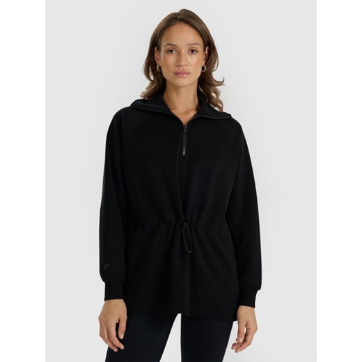Damska bluza dresowa bez kaptura 4F 4FRAW25TSWSF2463 - czarna ze sklepu Sportstylestory.com w kategorii Bluzy damskie - zdjęcie 186095549