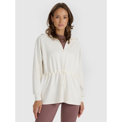 Damska bluza dresowa bez kaptura 4F 4FRAW25TSWSF2463 - biała ze sklepu Sportstylestory.com w kategorii Bluzy damskie - zdjęcie 186095555