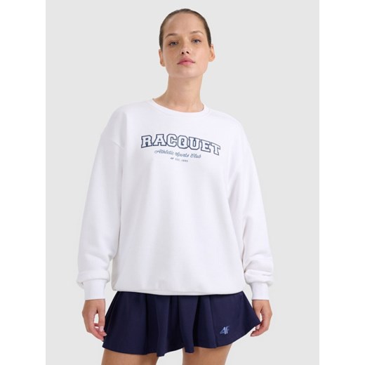 Damska bluza nierozpinana bez kaptura 4F 4FRAW25TSWSF2461 - biała ze sklepu Sportstylestory.com w kategorii Bluzy damskie - zdjęcie 186095878