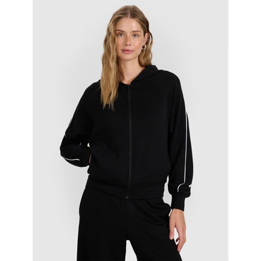 Damska bluza dresowa rozpinana z kapturem 4F 4FRAW25TSWSF2410 - czarna ze sklepu Sportstylestory.com w kategorii Bluzy damskie - zdjęcie 186095896