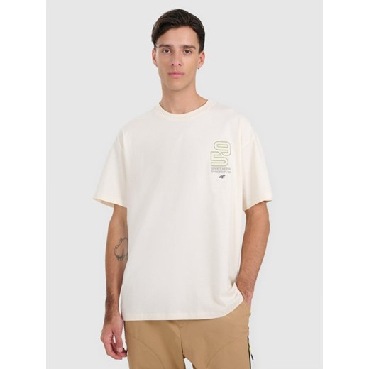Męski t-shirt z nadrukiem 4F 4FRAW25TTSHM3220 - biały ze sklepu Sportstylestory.com w kategorii T-shirty męskie - zdjęcie 186095947