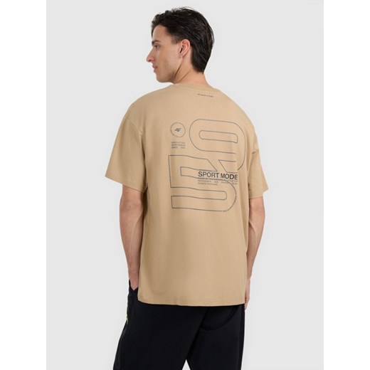 Męski t-shirt z nadrukiem 4F 4FRAW25TTSHM3220 - beżowy ze sklepu Sportstylestory.com w kategorii T-shirty męskie - zdjęcie 186095966