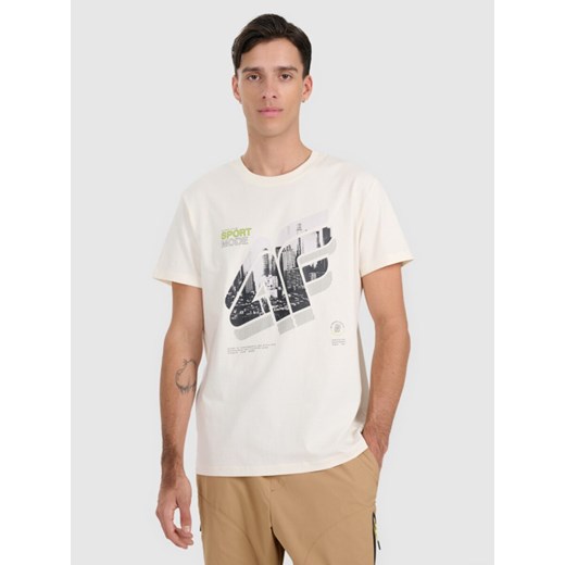 Męski t-shirt z nadrukiem 4F 4FRAW25TTSHM3223 - biały ze sklepu Sportstylestory.com w kategorii T-shirty męskie - zdjęcie 186095977