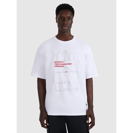 Męski t-shirt z nadrukiem 4F 4FRAW25TTSHM3257 - biały ze sklepu Sportstylestory.com w kategorii T-shirty męskie - zdjęcie 186096058