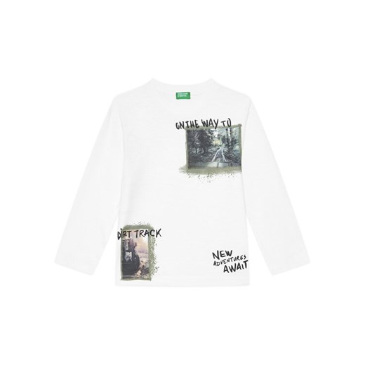 United Colors Of Benetton Bluzka 3TAMC10PV Biały Regular Fit ze sklepu MODIVO w kategorii T-shirty chłopięce - zdjęcie 186096448