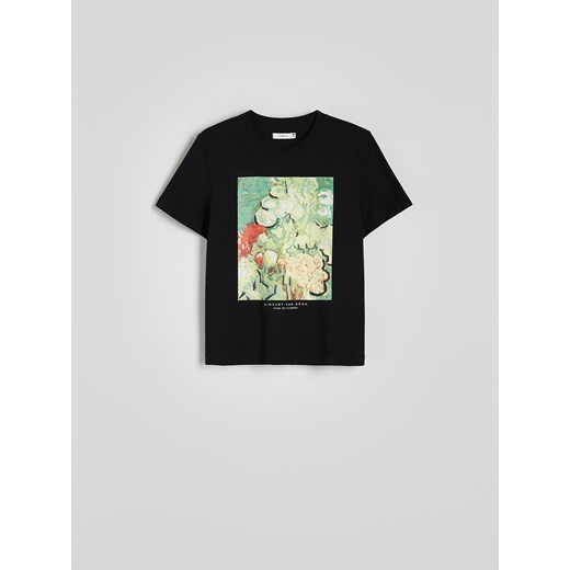 Reserved - T-shirt z nadrukiem - czarny ze sklepu Reserved w kategorii Bluzki damskie - zdjęcie 186097947