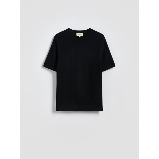 Reserved - T-shirt regular fit z lyocellu - czarny ze sklepu Reserved w kategorii T-shirty męskie - zdjęcie 186098056