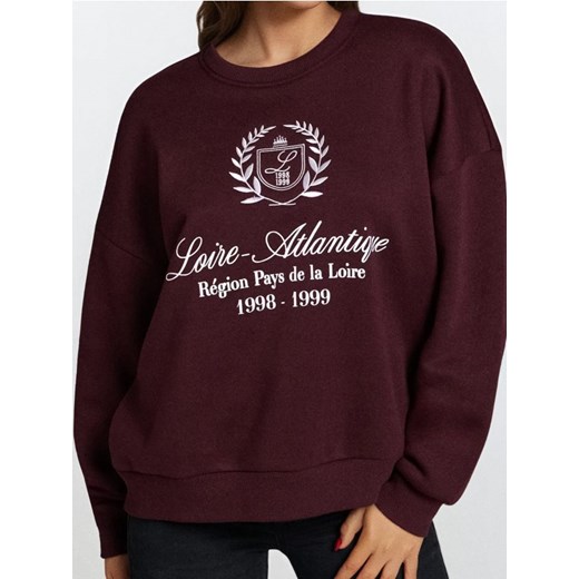 Sinsay - Bluza crewneck - bordowy ze sklepu Sinsay w kategorii Bluzy damskie - zdjęcie 186098647
