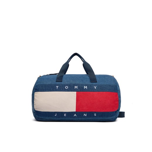 Torba Tommy Jeans Archive Denim Duffle AM0AM13813 Niebieski ze sklepu eobuwie.pl w kategorii Torby sportowe - zdjęcie 186099439