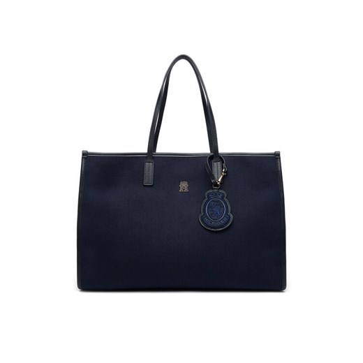 Torebka Tommy Hilfiger Th City Large Tote Melton AW0AW18215 Granatowy ze sklepu eobuwie.pl w kategorii Torby Shopper bag - zdjęcie 186099477