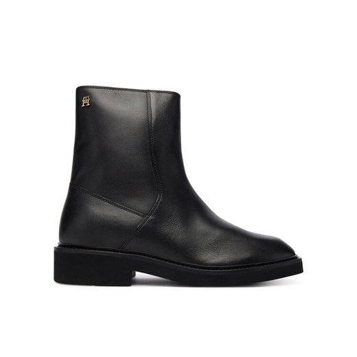 Botki Tommy Hilfiger Th Square Toe Leather Bootie FW0FW09046 Czarny ze sklepu eobuwie.pl w kategorii Botki - zdjęcie 186099887