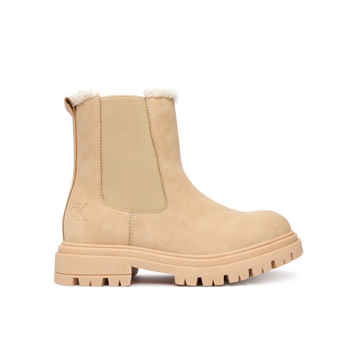 Botki Calvin Klein V3A5-83126-0315500 S Beżowy ze sklepu eobuwie.pl w kategorii Buty zimowe dziecięce - zdjęcie 186100339