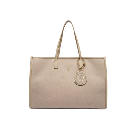 Torebka Tommy Hilfiger Th City Large Tote Melton AW0AW18215 Beżowy ze sklepu eobuwie.pl w kategorii Torby Shopper bag - zdjęcie 186100626