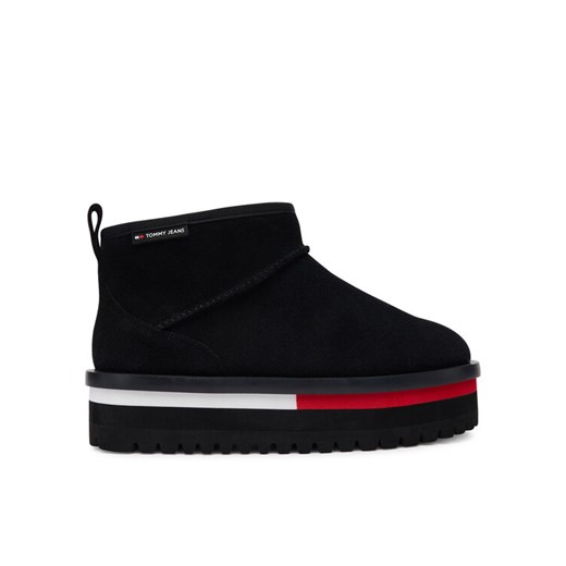 Śniegowce Tommy Jeans Tjw Flatform Snow Boot Suede EN0EN02841 Czarny ze sklepu eobuwie.pl w kategorii Śniegowce damskie - zdjęcie 186101055