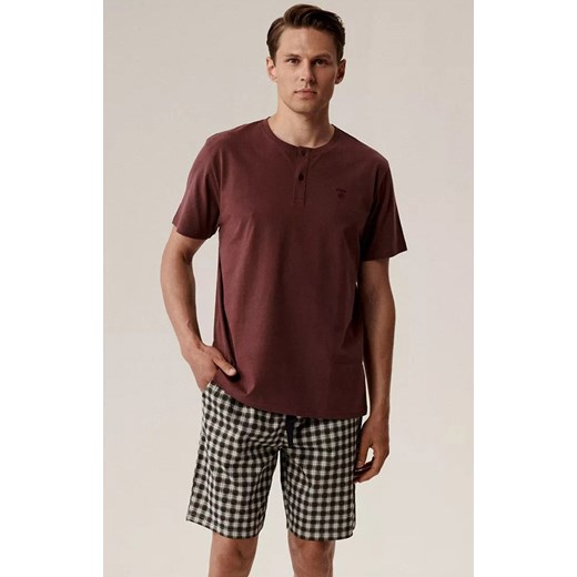 Atlantic bawełniana piżama męska NMP-397-WIN_SZA, Kolor bordowo-szary, Rozmiar M, ATLANTIC ze sklepu Primodo w kategorii Piżamy męskie - zdjęcie 186118898