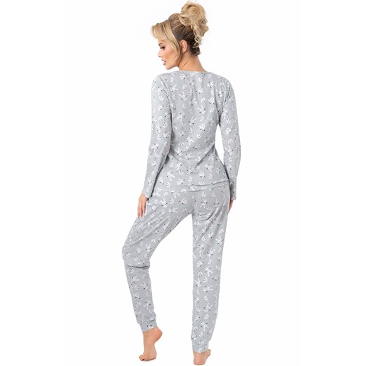 Piżama damska bawełniana z długim rękawem szara w króliczki Bunny long, Kolor szary-wzór, Rozmiar S, Donna ze sklepu Primodo w kategorii Piżamy damskie - zdjęcie 186119066