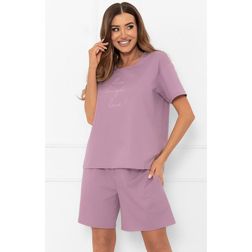 Bawełniana piżama damska na krótki rękaw i krótkie spodenki wrzosowa Ksara, Kolor wrzosowy, Rozmiar S, Italian Fashion ze sklepu Primodo w kategorii Piżamy damskie - zdjęcie 186119307