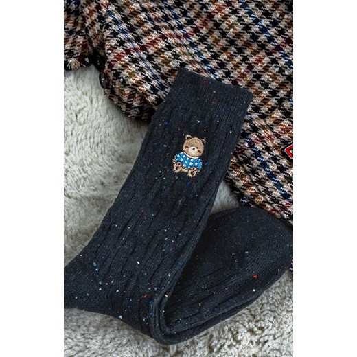 Ciepłe skarpety damskie czarne YN5042 Miś melange, Kolor czarny, Rozmiar uniwersalny, Magnetis ze sklepu Primodo w kategorii Skarpetki damskie - zdjęcie 186119498