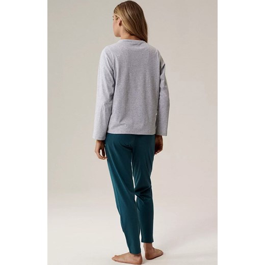 Atlantic długa bawełniana piżama damska NLP-498-SZM_SEA, Kolor ciemny morski-szary, Rozmiar S, ATLANTIC ze sklepu Intymna w kategorii Piżamy damskie - zdjęcie 186120688