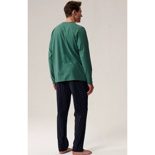Długa piżama męska NMP-390-ZIE_GRA, Kolor zielono-granatowy, Rozmiar S, ATLANTIC ze sklepu Intymna w kategorii Piżamy męskie - zdjęcie 186120696