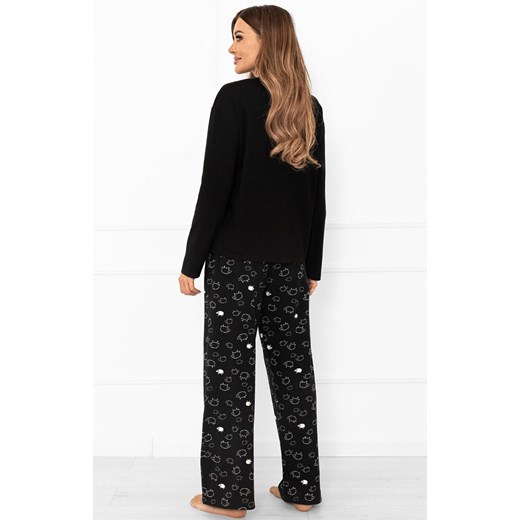 Bawełniana piżama damska długa Bonnie, Kolor czarny-wzór, Rozmiar S, Italian Fashion ze sklepu Intymna w kategorii Piżamy damskie - zdjęcie 186120937