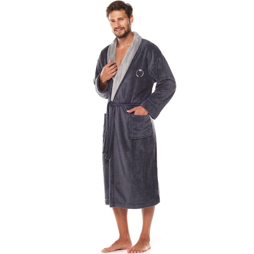 Szlafrok męski grafitowy 2057 Professor, Kolor grafitowy, Rozmiar L, L&amp;L L Intymna