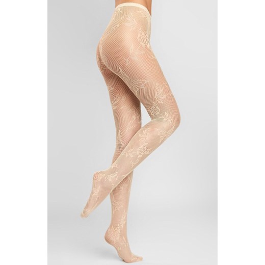 Marilyn rajstopy kabaretkowe z żakardowym splotem waniliowe Charly C09, Kolor waniliowy, Rozmiar S/M, Marilyn ze sklepu Intymna w kategorii Rajstopy - zdjęcie 186121309