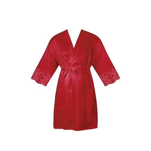 Czerwony satynowy szlafrok damski Zora, Kolor czerwony, Rozmiar S, Mefemi ze sklepu Intymna w kategorii Szlafroki damskie - zdjęcie 186121667