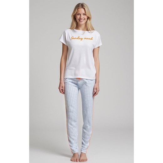 Długa piżama damska z haftem niebieska DANA, Kolor biało-niebieski, Rozmiar L, Sorbetto ze sklepu Intymna w kategorii Piżamy damskie - zdjęcie 186121885