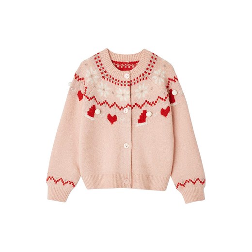 vertbaudet Kardigan w kolorze jasnoróżowo-czerwono-białym Vertbaudet 140 wyprzedaż Limango Polska
